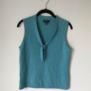Ann Taylor cashmere sleeveless top w neck tie
